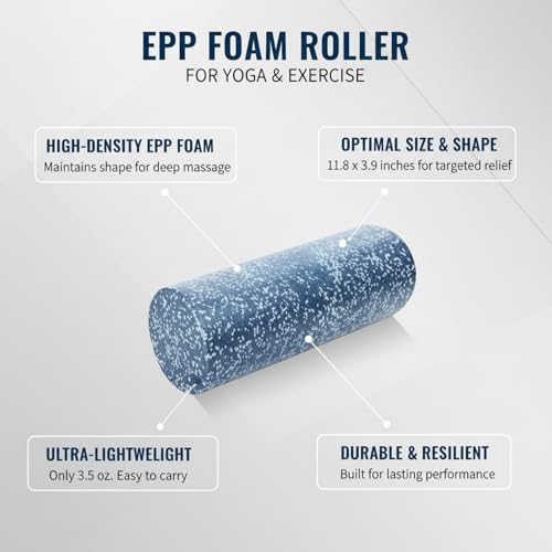 High-Density EPP Foam Roller for Exercise, Yoga & Fitness - 11.8 x 3.9 Inch Solid Core