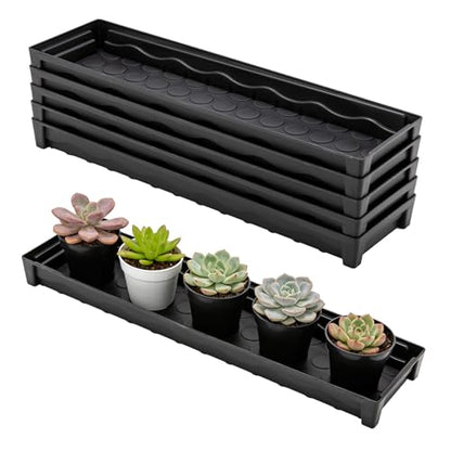 5 Pack Plastic Window Sill Saucer, Rectangular Windowsill Plant Pot Trays with Removable Drainage Hole, Thick Plant Saucer Tray for 2.8 inch Flower Seedling Pots (17.5"x3"x1.5") - size: 17.5"x3"x1.5"