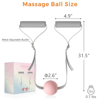 VICSKY Myofascial Release Massage Ball with Handles - Trigger Point Ball for Leg, Neck, Foot Pain Relief, Adjustable Strap, Deep Tissue & Muscle Relaxation, Pressure Release Tool (Pink) - color: B: Pink, Single Ball