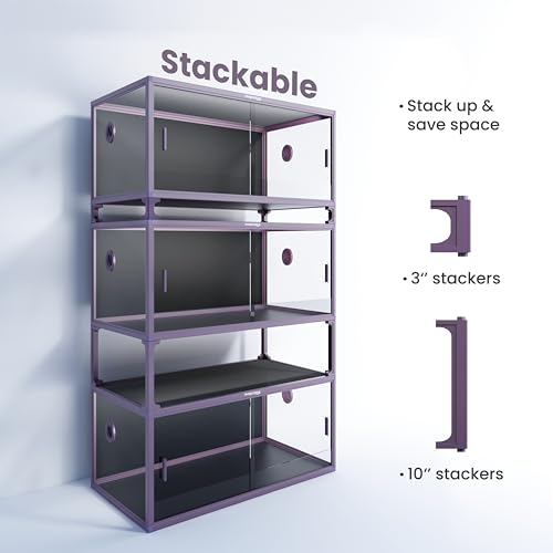 120 Gallon Reptile Tank for Bearded Dragon, Snake, Adult Reptile | Optimal Ventilation & Light Penetration by Rust Proof Mesh Top, Easy Assembly within 6 Steps with Clear Instruction - color: Royal Purple, size: 120 Gallon
