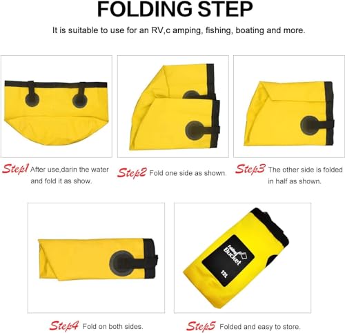 Collapsible Bucket with Handle, Multifunctional Foldable Water Container for Camping, Hiking, Traveling, Fishing, Washing, Gardening, Waterproof, Durable, Lightweight, Black - color: Sfvyellow
