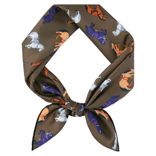 GERINLY Silk Hair Scarf Animal Print Leopard Neck Scarf Summer Neckerchief for Women Bag Purse Accessory - color: Multicolor