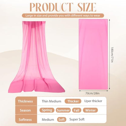 Cutecrop 36 Pack Chiffon Hijab Head Scarf for Women Solid Color Soft Chiffon Long Scarf Shawl Wraps for Women Muslim Lightweight Breathable, 36 Colors
