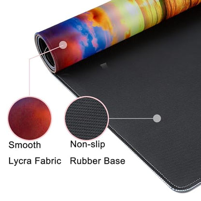 Desk Mat Pad,Large XXL Extended Mouse Pad Mat for Desktop Keyboard | 35''×15.6'' XXL Extended Gaming Mouse Pad with Non-slip Base Desk Matt Mousepad for Computer,Office,Keyboard and Laptop - color: C4-Sunset Beach