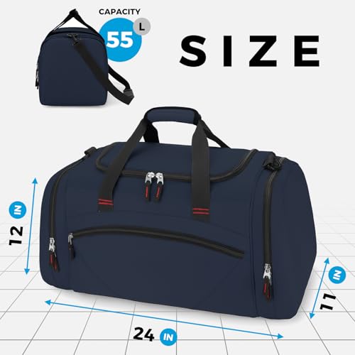 Uarition Mens Gym Bag, 55L Large Sports Duffle Bags, Workout Bags Lightweight, Navy Blue - color: Navy Blue