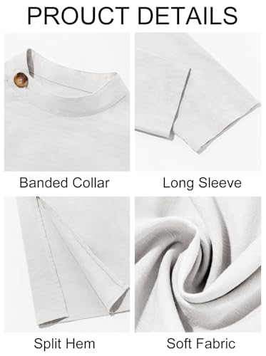 Runcati Mens Kaftan Thobe Button Down Long Sleeve Robe Casual Henley Shirt Cotton Muslim Gown Kurta Tops - color: White, size: XX-Large