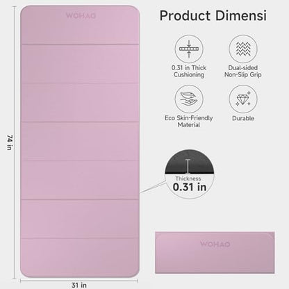 7-Fold Yoga Mat 74"x31" - 0.31 Inch Thick Folding Exercise Mat, Extra Wide Non-Slip POE Mat for Travel, Storage, Yoga, Pilates, Meditation & Home Gym, Lightweight & Portable - color: Taro Purple