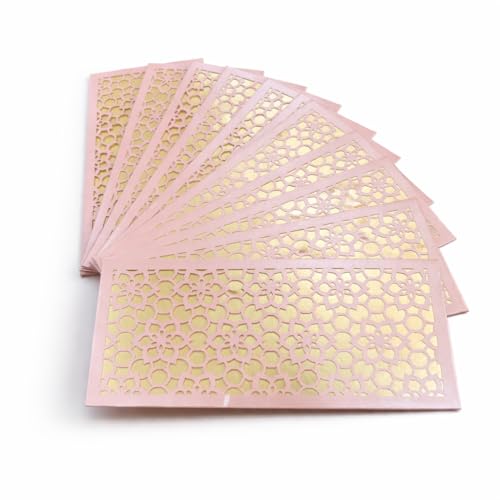 Laser Cut Money Envelopes Pack of 10, Blush Pink with Gold, Premium Cash Gift Envelopes, Shagun Lifafa for Weddings, Birthdays, Baby Shower, Graduation & Special Occasions