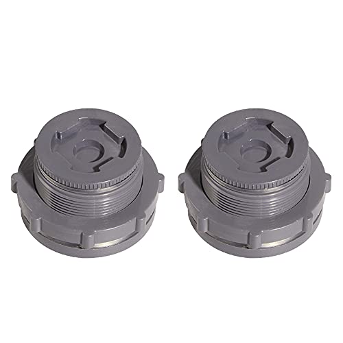 Ququyi 1.5 Inch PVC Bulkhead Water Tank Connector Adapter Fitting with Plugs Thru-Bulk Pipe Fitting for Rain Barrels, Aquariums, Ponds(Set of 2) - size: 1.5"-2pcs