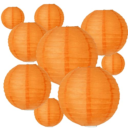 BEISHIDA Orange Round Paper Lanterns Decorative Hanging Asia Chinese Japanese Paper Lanterns Lamp for Birthday Wedding Halloween Baby Bridal Shower Fall Home Decor Party Decoration（10 Packs） - color: Orange, size: 4、6、8、10、12 Inch