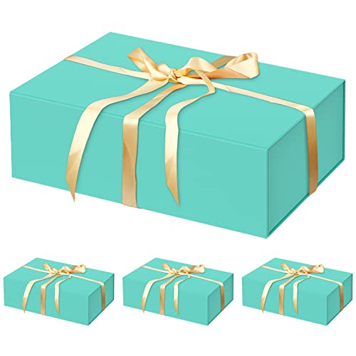 HavrePac 4 Pack Large Gift Boxes 13.8x9x4.3 Inches Luxury Gift Boxes with Lids,Magnetic Closure Gift Box for Present Packaging Box for Mother's Day, Birthdays, Party,Weddings - color: Light Blue, size: 1 count (Pack of 4)