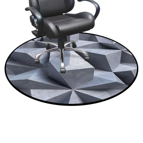 Abstract Triangle Design Anti-Slip Gaming & Office Chair Mat for Hardwood Floors, Modern Geometric Desk Chair Floor Protector,Protect The Floor from Scratches Black Gray Diameter 35.4 in - color: Abstract Triangle Design_1463, size: Diameter 35.4 in