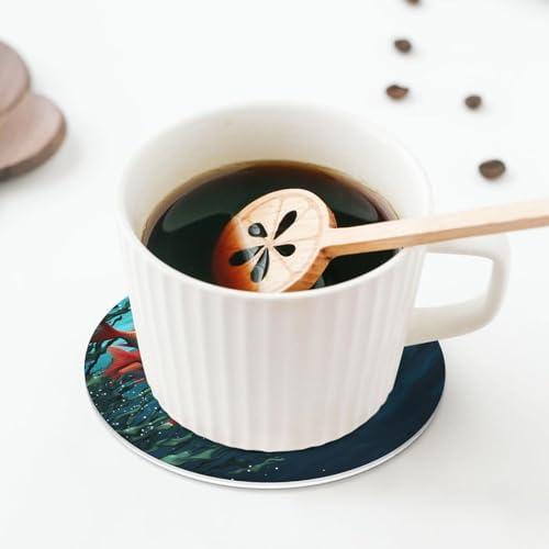 Drink Coasters Set of 4 Leather Coasters for Drinks Fish Aquarium Round Cup Mat Pad Easy Clean Bar Coasters Heat Resistant Funny Cup Coasters for Tabletop Protection,4 Inches - color: Round Shape