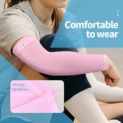 YESLIFE UPF 50 Cooling Sports Arm Sleeve for Men&Women - color: Gray + Pink