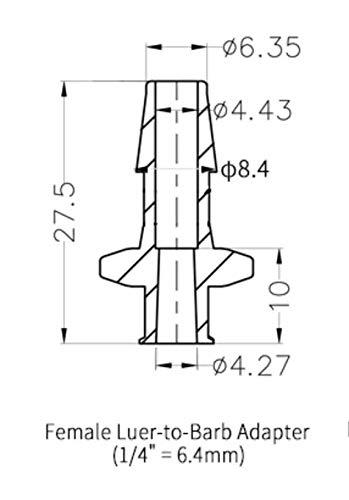 BleedZone - Female 1/4" Hose Barb Fitting PP Polypropylene Hose, 25x Luer Lock Adapter for Laboratory Equipment, Syringe, Hose Connector - style: Female 25x