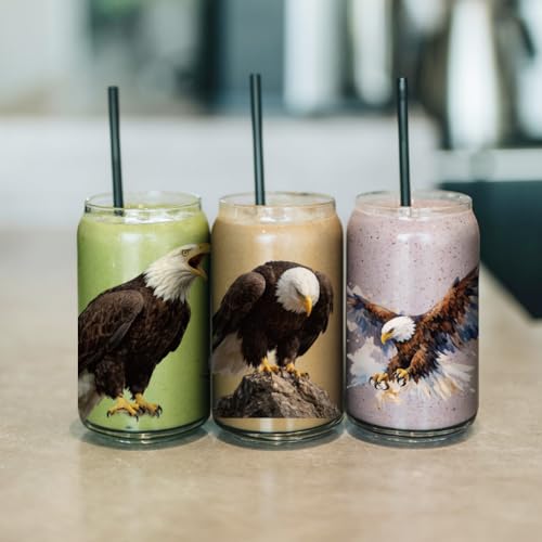 arricraft 10 Sheets Animal Theme UV DTF Cup Wrap for 16OZ Glass, Single Eagle Rub on Decals PVC Transfer Stickers for DIY Cups Window Home Printing Decoration 24x11cm/9.4x4.3inch - style: Single Eagle Theme