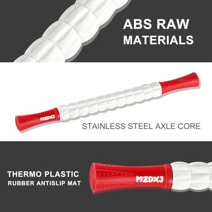Muscle Roller Massage Roller Stick- Deep Tissue Fascia Blaster for Myofascial Pain Relief, Lymphatic Drainage & Body Sculpting, Handheld Physical Therapy & Recovery Tool (Red White inch) - color: Red White