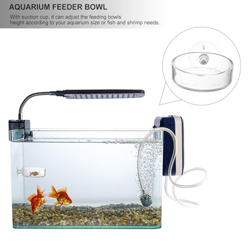 Mipcase 5pcs Acrylic Fish Feeding Cup with Suction Cup, 6.5cm Aquarium Feeder Bowl for Fish Tank and Shrimp Feeding, Aquatic Supplies for Aquarium Accessories