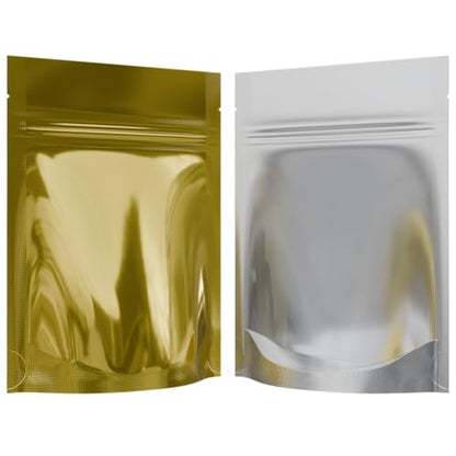 Mylar Style Barrier Bags – Zipper w/Heat Seal – 100 Bags (Gloss Gold/Clear, 1/8 Ounce - 3.62?x5?x1.5?) - color: Gloss Gold / Clear, size: 3.62x5x1.5 Inch (Pack of 100)