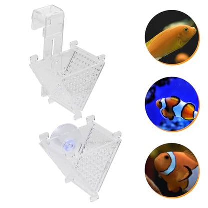 Homoyoyo 2pcs Acrylic Fish Tank Feeding Cups with Suction Cups and Hooks, Portable Aquarium Worm Feeders for Chilled Bloodworms and Live Bait, Fish Food Holders for Aquarium Accessories