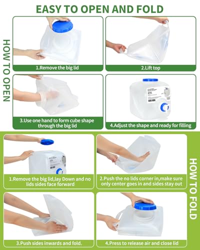 2 Pack 5.3 Gallon Collapsible Water Container Camping Water Container with Spigot,Portable Collapsible Water Jug Water Storage Containers for Outdoors Traveling Emergency,1 Extra Spigot Provided