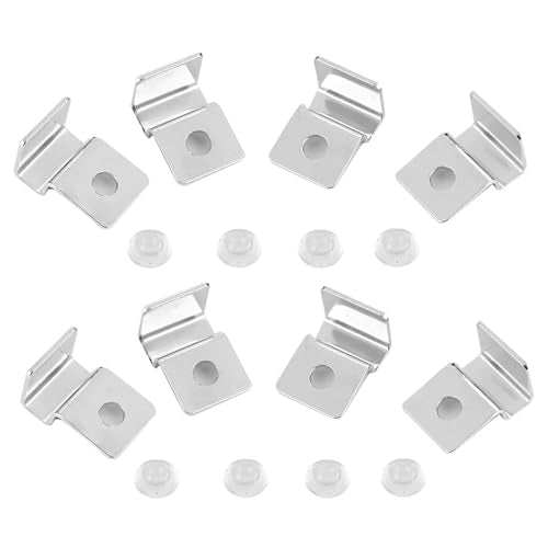 8 Pack Stainless Steel Fish Tank Cover Bracket, 5mm Aquarium Glass Lid with Silicone Buffer Pads, Aquarium Lid Holder for Fish Tank Cover Protection