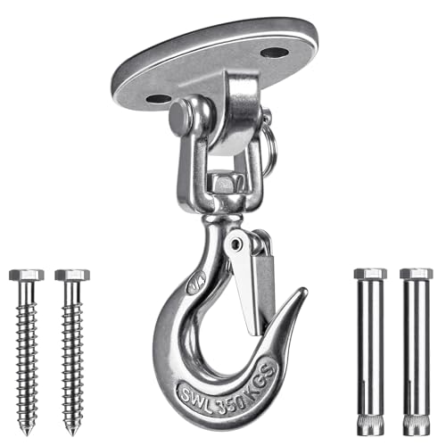 SELEWARE Heavy Duty 1000LB Capacity Stainless Steel Ceiling Swing Mount 360 Swivel Swing Hooks for Aerial Yoga Hammock Chairs Porch Swing Punching Bags - color: C: 360° Swing Hanger ( 1 Pack )