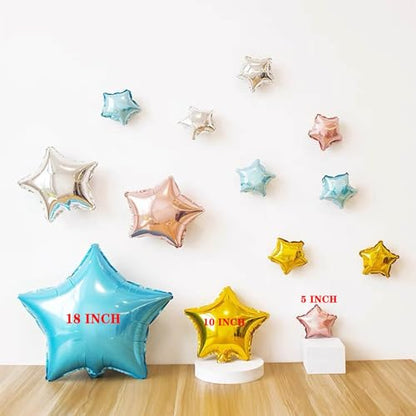Silver Star Balloons,50 Pcs 5" Star Balloons,Small Silver Foil Star Balloon - color: Silver Moon 5 Inch