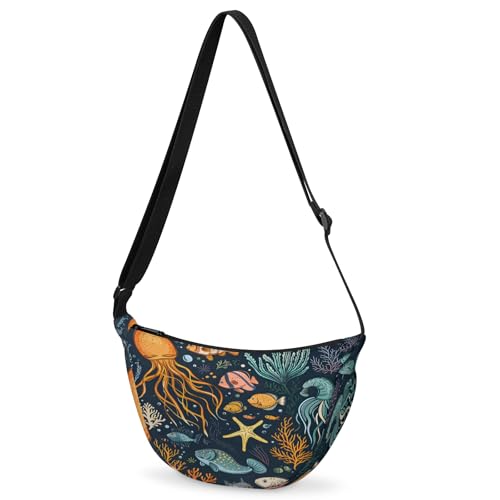 Crossbody Bag for Women Men, Lightweight Small Sling Hobos Dumpling Bag Crescent Purse, Crescent Moon Bag - color: Color H
