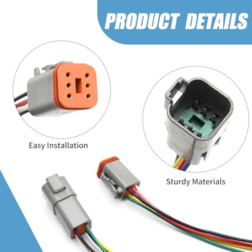 6 Pack Sealed Waterproof DT Connector, 16 AWG 6-Pin Male and Female Automotive Wire Connectors with Heat Shrink Tubes, Replacement for the Electrical Systems of Motorized Vehicles