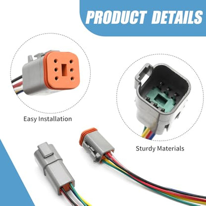 6 Pack Sealed Waterproof DT Connector, 16 AWG 6-Pin Male and Female Automotive Wire Connectors with Heat Shrink Tubes, Replacement for the Electrical Systems of Motorized Vehicles
