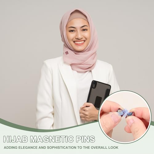 Hijab Magnetic Pins, Strong Hijab Pins Square Magnetic Buttons Pinless Headscarf Clips - Fitting for (Clothing - Dress - Scarf - Women) 12 Pack & 0.4 in & Black - color: Black