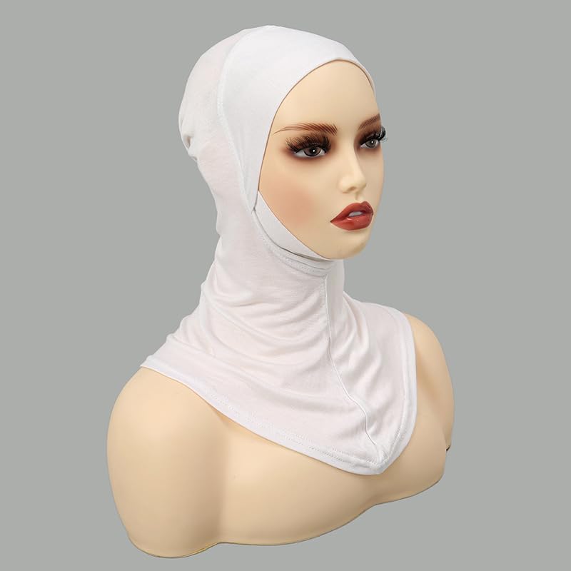 Women Slouchy Beanies Cap Soft Hijab Cap Under Scarf for Women Muslim Jersey Hijab Undercaps(1PC/2PC) - color: White2+white2