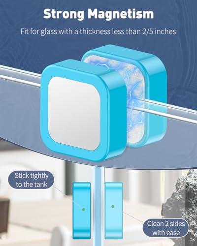 Pawfly Magnetic Aquarium Glass Cleaner Fish Tank Magnetic Brush with Mirror, 1.5 Inch Mini Fish Tank Glass Cleaner Cleaning Tool for 2/5 Inch Thick Aquarium up to 10 Gallons (Non-Floatable)