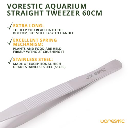 VORESTIC Straight Aquarium Tweezers 23.6 Inch, Stainless Steel Long Tweezers for Fish Tank Planting, Aquascaping, Aquarium Plant Care, Terrarium Tool and Long Fish Tank Planting Tongs