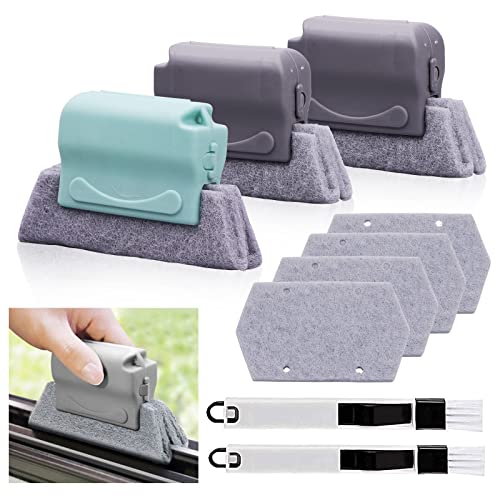 Koishu Magic Window Groove Cleaning Brush, Hand-held Window Track Cleaner Brushes Tools Set, Sliding Door Track Cleaner, Sill, Tile Lines, Shutter, Car Vents, Keyboard, Small Spaces Clean - color: 9pc