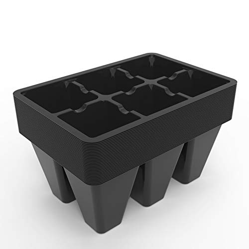 Gardzen 30 Pack 6-Cell Seed Starting Tray for Seedlings, Plant Starter Trays with Drainage Holes for Seed Germination, 5.4x3.7 inches, Black | Plant Starter Trays for Seed Germination and Seedlings, 5.4"x3.7" Growing Cells with Drainage Design for Healthy