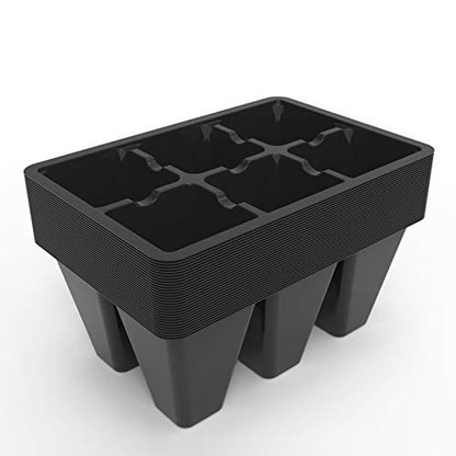 Gardzen 30 Pack 6-Cell Seed Starting Tray for Seedlings, Plant Starter Trays with Drainage Holes for Seed Germination, 5.4x3.7 inches, Black | Plant Starter Trays for Seed Germination and Seedlings, 5.4"x3.7" Growing Cells with Drainage Design for Healthy