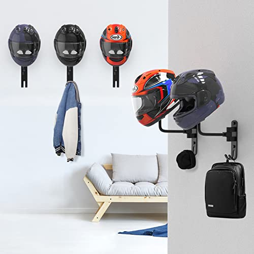 Helmet Hanger Wall Mount 180° Swivel Helmet Holder for Motorcycle Bike Racing Outerwear Sports Gear - color: Black-1