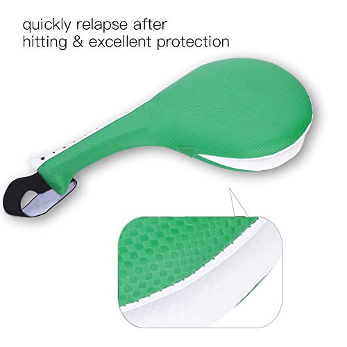 RiToEasysports Taekwondo Kick Pad, PU Leather Target Pad with High Dense Sponge 14.8 X 7.1 X 2.4 in, Shock Absorption Solid Stitching for Children Home Gym Martial Arts Training - color: Green