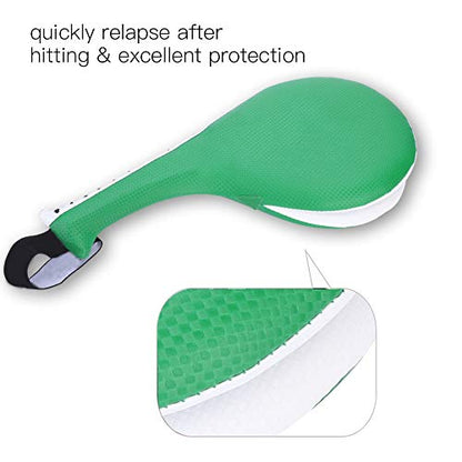 RiToEasysports Taekwondo Kick Pad, PU Leather Target Pad with High Dense Sponge 14.8 X 7.1 X 2.4 in, Shock Absorption Solid Stitching for Children Home Gym Martial Arts Training - color: Green
