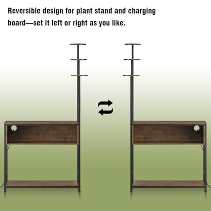 Aquarium Stand with Plant Shelves,20-Gallon Fish Tank Stand with 2-Tier Storage and Display Racks,Metal Frame Reptile Tank Table with Tall Plant Holders,Industrial Rack for Home,Office