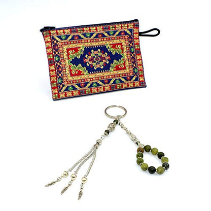 Keychain & Rosary Collection -Car Key Chain-Handbags Holder - color: (8 Mm - Green Taiwan Jade Stone)