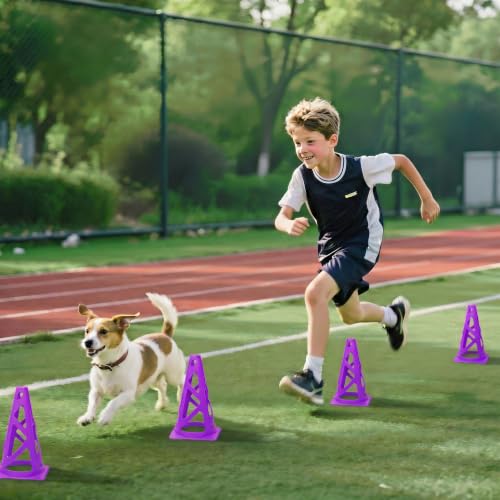 24 Pack Soccer Cones, 9 Inch Agility Cones for Soccer, Football, Basketball, Cones for Sports Training, Speed & Agility Drills, Field Marking Equipment - color: purple