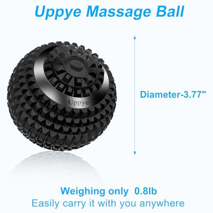 Uppye Vibrating Ball Massager, 4-Speed High-Intensity Fitness Lacrosse Ball, Mobility Ball for Workout Recovery, Deep Tissue Massager for Pain Relief and Trigger Point Treatment (Black) - color: Black