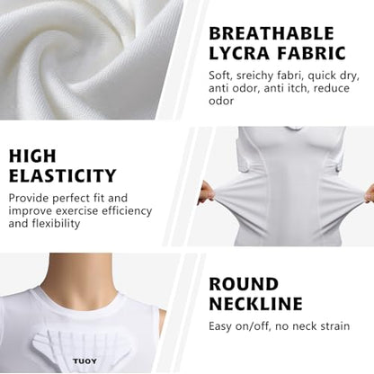 Youth Padded Compression Shirt Vest Rib Chest Protector Football Baseball - color: Padded Vest White, size: X-Large