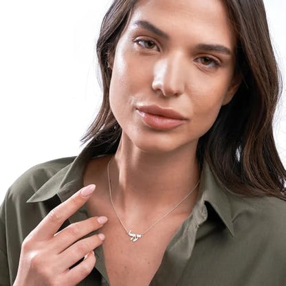 Personalized Japanese, Arabic, Hebrew, Greek, Chinese, Cyrillic, Hindi Name Necklace for Woman, Her, Men, Him - Custom Made with Any Name - Unisex Jewelry Gift for Mother's Day, Father's Day, Birthday - color: 925 Sterling Silver, style: Hebrew