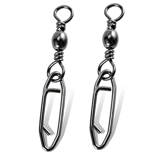 QISHUO High Strength Fishing Swivels Stainless Clips Steel Snap Swivels Barrel Connector Saltwater Swivel Fishing Rolling Black Nickel - size: Size 7+S (51lb) 50 pcs