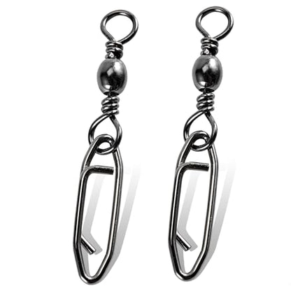 QISHUO High Strength Fishing Swivels Stainless Clips Steel Snap Swivels Barrel Connector Saltwater Swivel Fishing Rolling Black Nickel - size: Size 10+S (42lb) 50 pcs