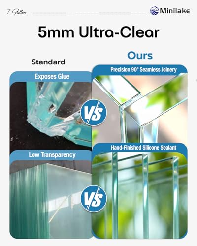 7 Gallon Rimless Cube Fish Tank, Ultra-Clear Glass Aquarium | Leak-Proof Fish Bowl for Aquascaping, Tropical Fish and Beautiful Aquatic Plant Layouts, Easy Setup and Maintenance, Clear - color: Transparent, size: 7 Gallon Cube